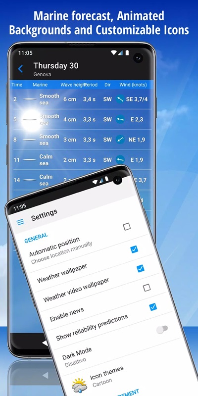 Change wallpaper and some weather icons in iLMeteo MOD APK