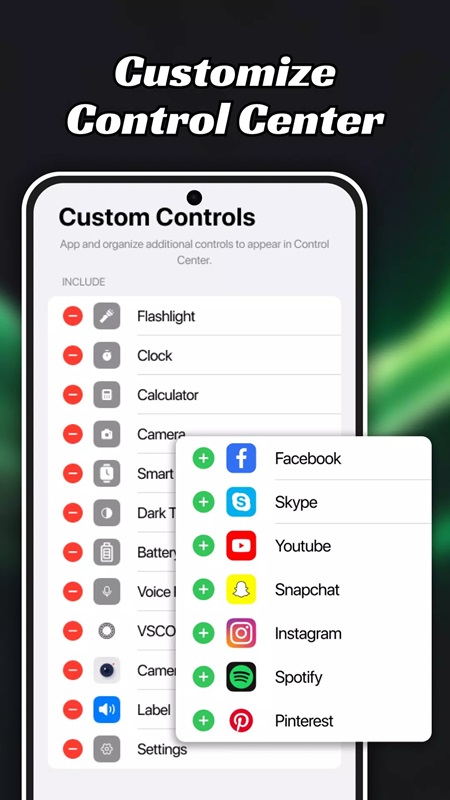 Add or remove apps according to your usage needs in Easy Control AZ MOD APK