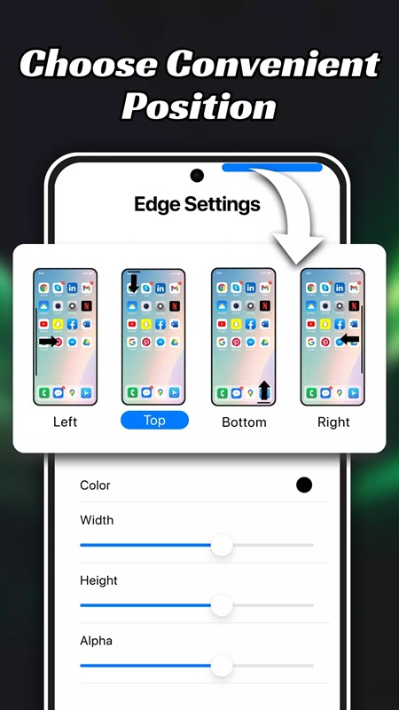 Choose the display position for the on-screen control bar in Easy Control AZ MOD APK