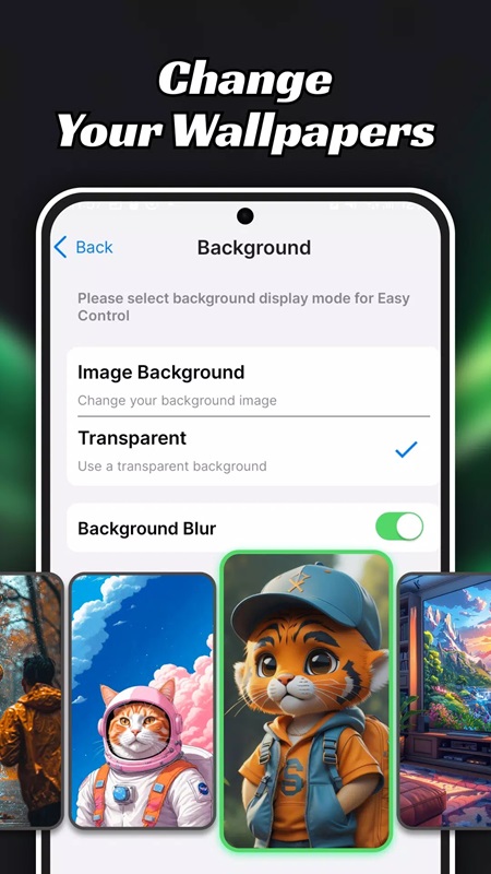 Choose your favorite wallpaper to change for the control center in Easy Control AZ MOD APK