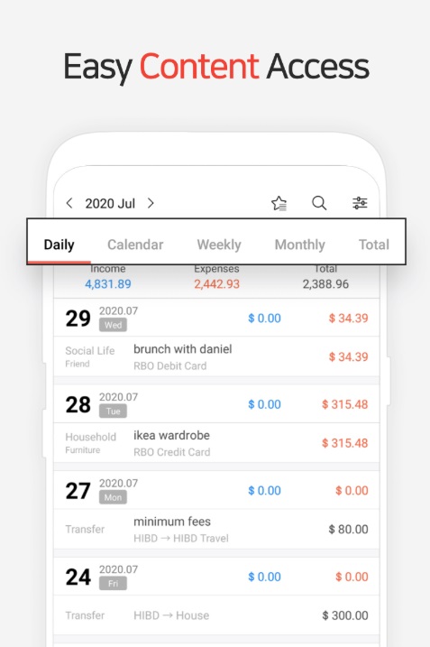 Use more different sources of money for your expenses in Money Manager MOD APK
