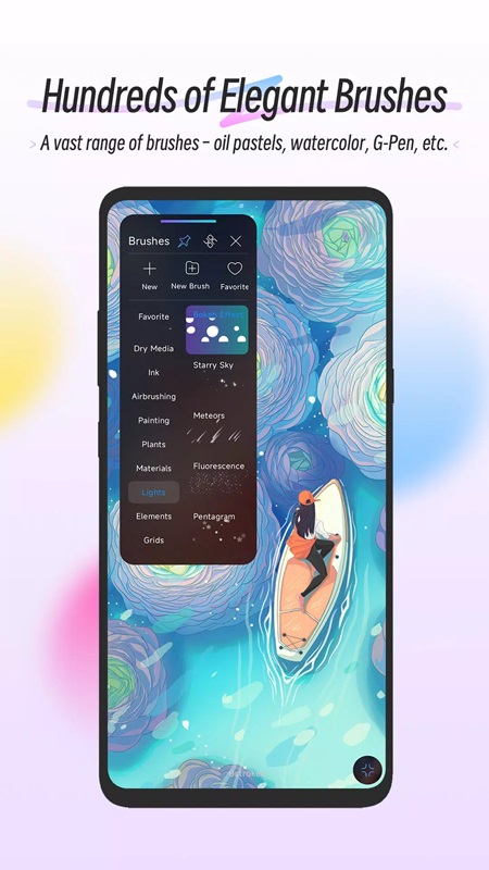 A variety of brushes for you to choose from in HiPaint MOD APK