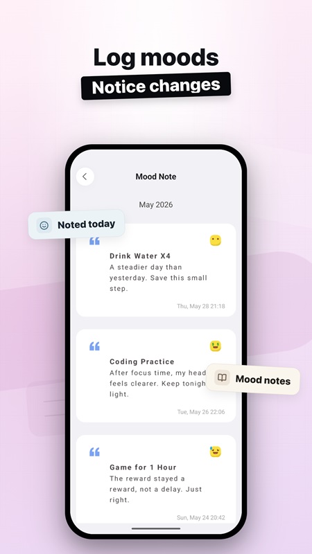 Add and customize notes as desired in Fun Habit MOD APK