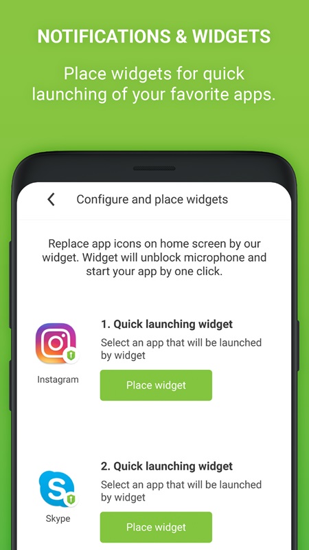 Control the microphone blocking feature in the notification bar and widgets in Microphone Blocker MOD APK