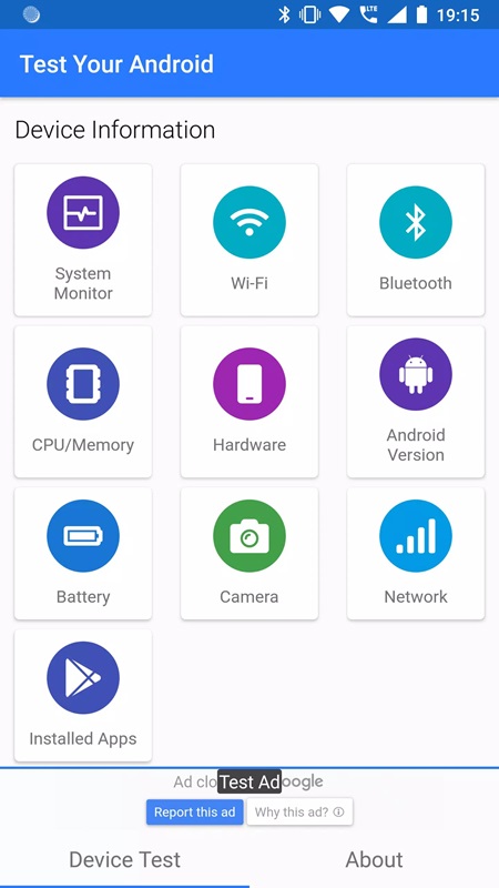 Diagnose and check some information and functions of the device in Test Your Android MOD APK