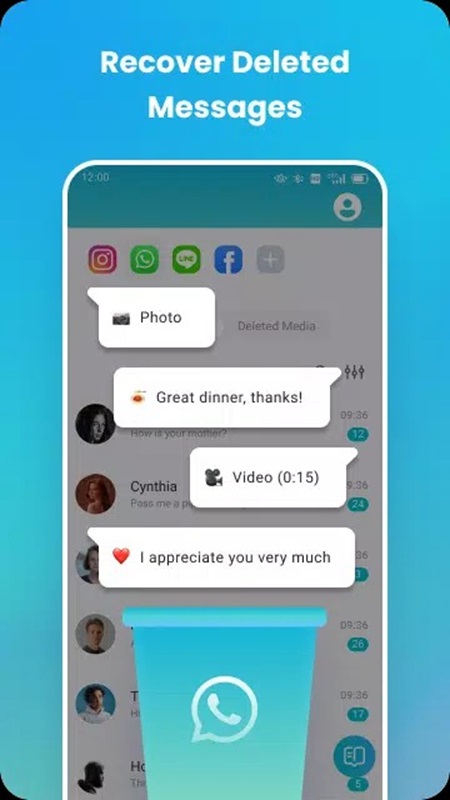 Recover messages, photos, and videos from multiple social media platforms with Recover Everything MOD APK