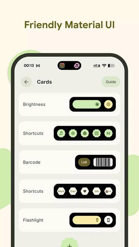 Select the cards you want to display in Material Capsule MOD APK