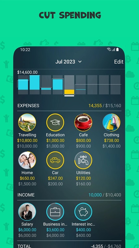 Add and customize expenses to pay in Money Pro MOD APK