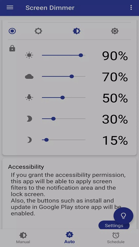 Automatically adjust your phone screen brightness in Auto Screen Dimmer MOD APK