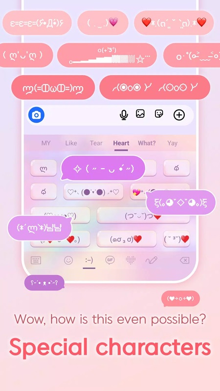 Access more special characters on the keyboard in Design Keyboard MOD APK