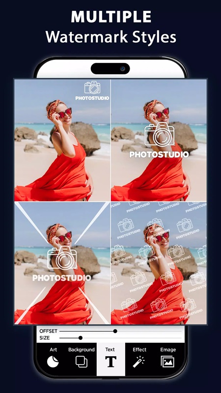 Easily customize the size of the watermark on your photos in Watermark MOD APK
