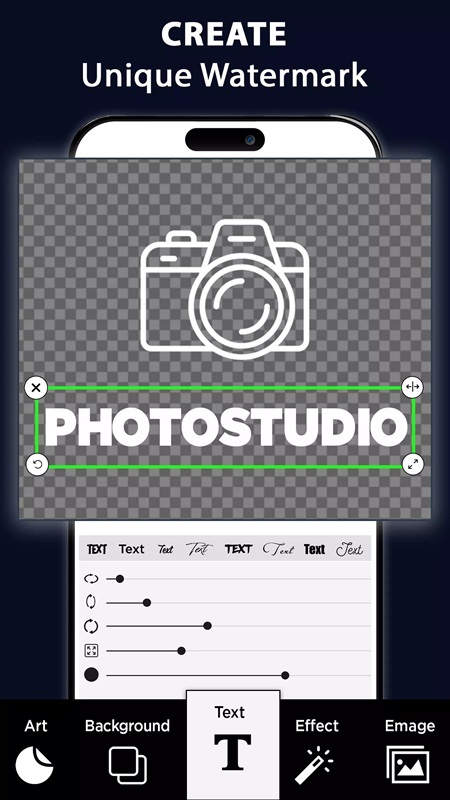 Add and customize the text displayed on the watermark in Watermark MOD APK
