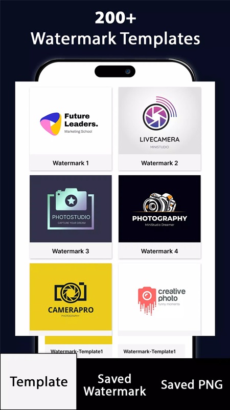 A variety of watermark designs to choose from in Watermark MOD APK