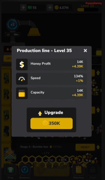 Upgrade your factory stats in Idle Bee Factory Tycoon MOD APK