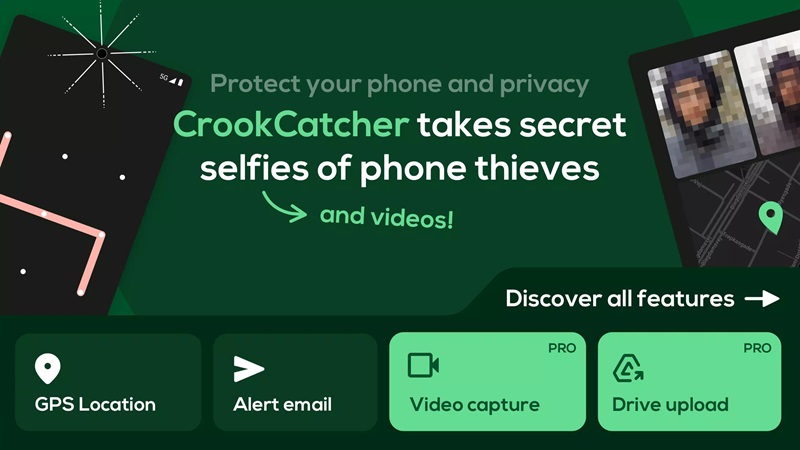 Save the thief's information by taking a photo in CrookCatcher MOD APK