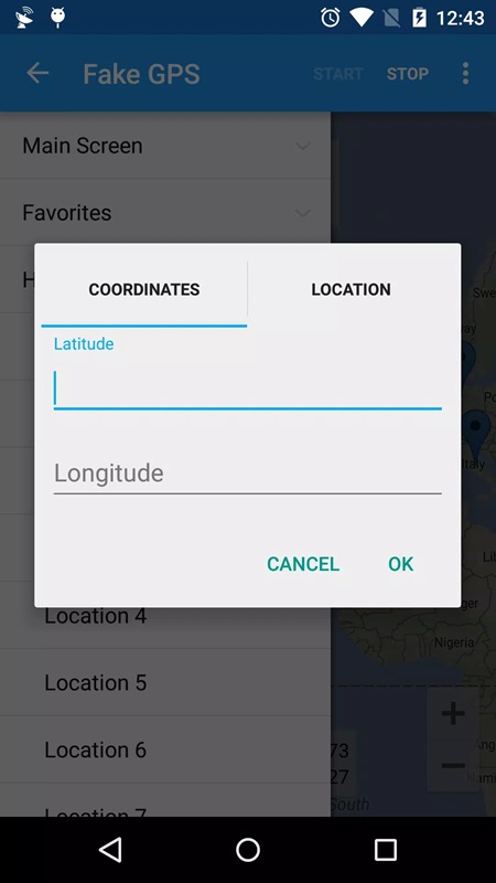 Set longitude and latitude manually in Fake GPS MOD APK