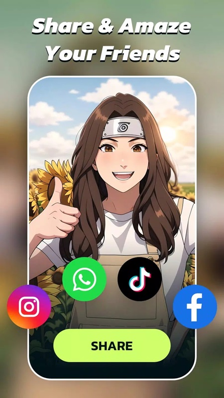 Share your artworks with friends and family in AI Morph MOD APK