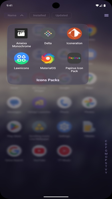 Adjust the icon size in Octopi Launcher MOD APK