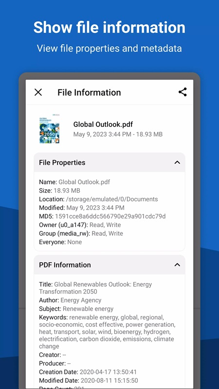 Show full file information in File Viewer for Android MOD APK