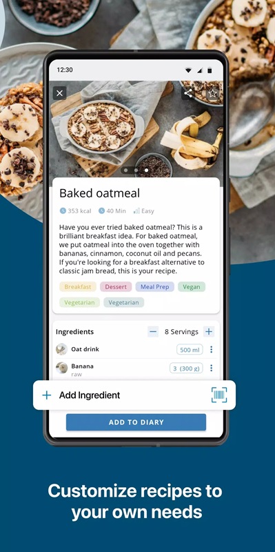 Search and customize more recipes to your personal taste in Fddb MOD APK