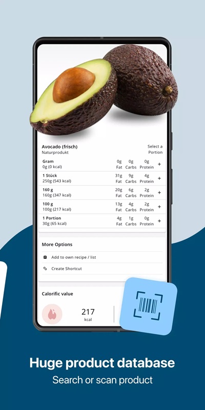 Use barcode scanner to find out product data parameters in Fddb MOD APK