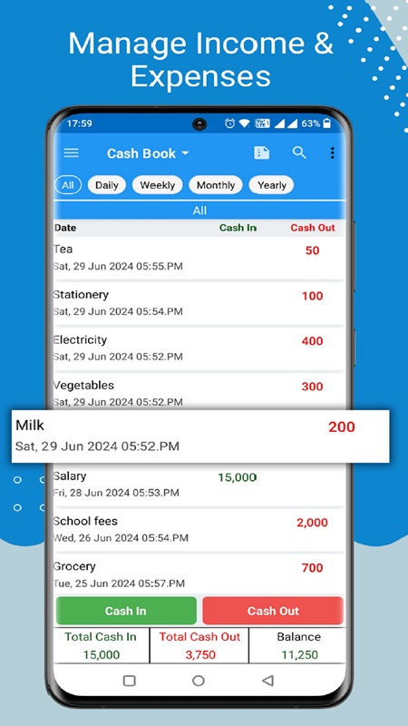 Track and manage daily cash flows in Cash Book- expense manager MOD APK