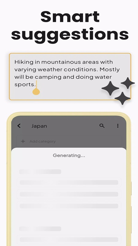 Create an AI-powered baggage packing list in PackMate MOD APK