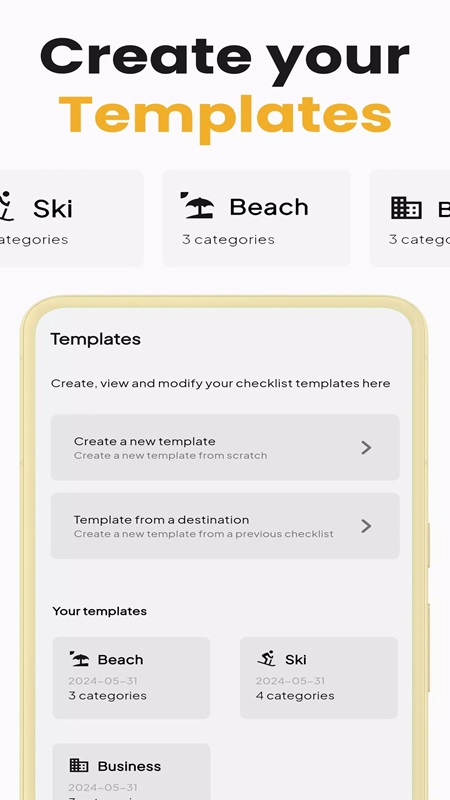 Create and reuse list templates in PackMate MOD APK