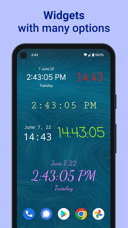Create a clock widget that displays right on the screen in AtomicClock MOD APK