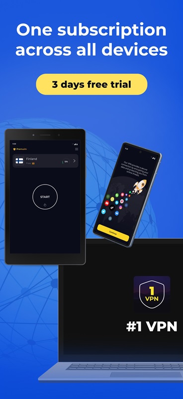 Just one subscription and you can use it on all devices in 1VPN MOD APK