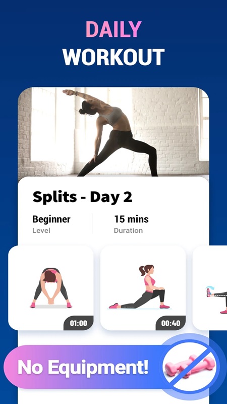 Follow the detailed instructions for each exercise in Splits Training in 30 Days MOD APK