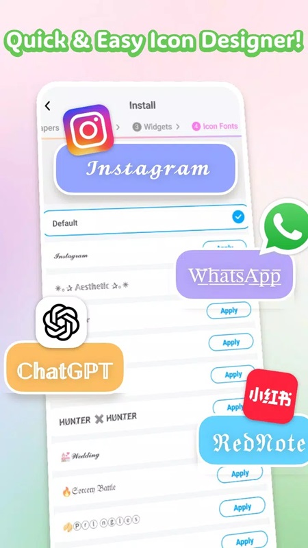 Customize and create new icons as you wish in Themely MOD APK