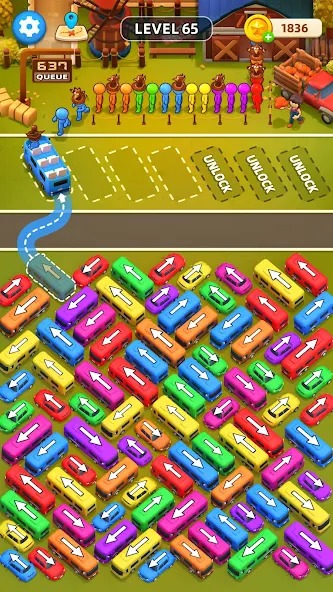 Unlock more new parking spaces in Car Jam MOD APK