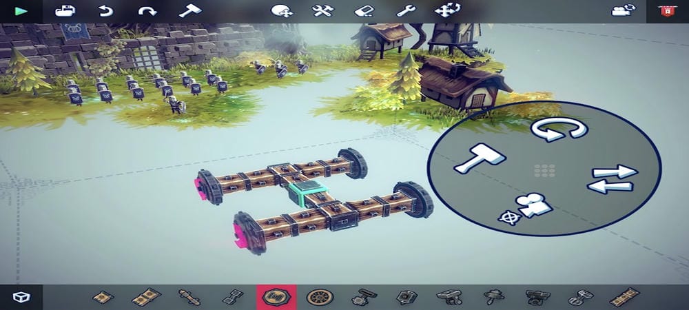 Assemble the parts together into a wrecking car in Besiege MOD APK