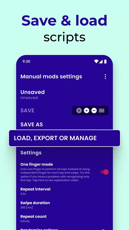 Save and download your desired actions in Clickmate MOD APK