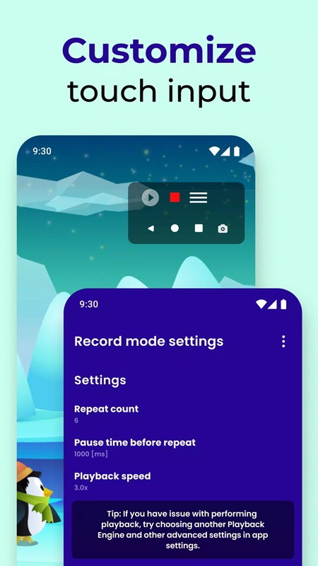 Customize the size and repetition rate of operations in Clickmate MOD APK