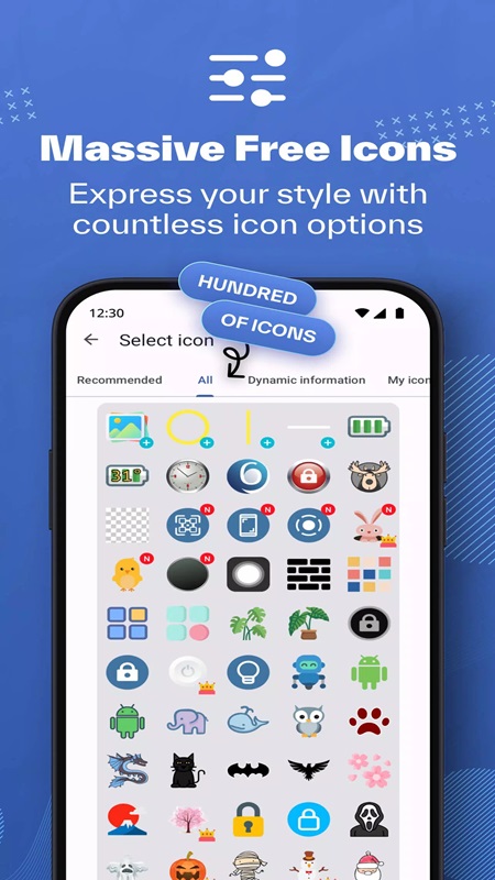 Freely choose and change shortcut icons in Button Master MOD APK