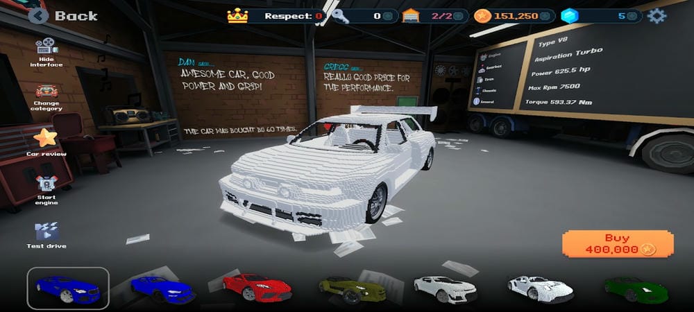 Change many types to move in Drag Sim MOD APK
