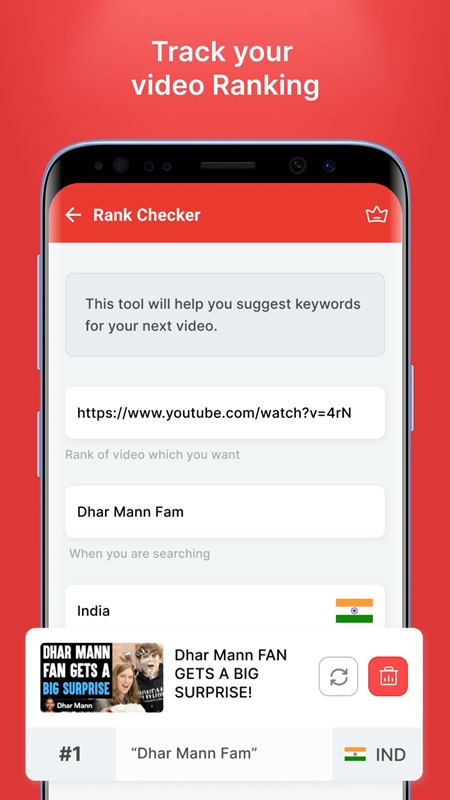 Track the ranking position of videos in YouTools MOD APK