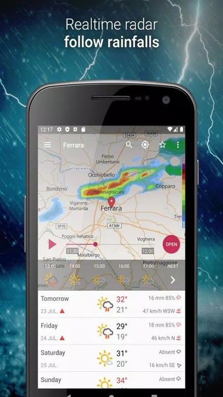 Real-time accurate rainfall tracking radar in 3B Meteo MOD APK