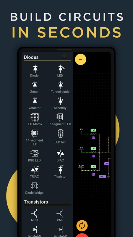 Choose from a variety of different components for the schematic in PROTO MOD APK