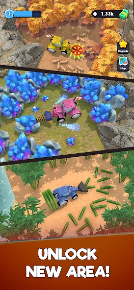Expand new areas to mine different types of wood in Idle Lumber Chopper Empire MOD APK