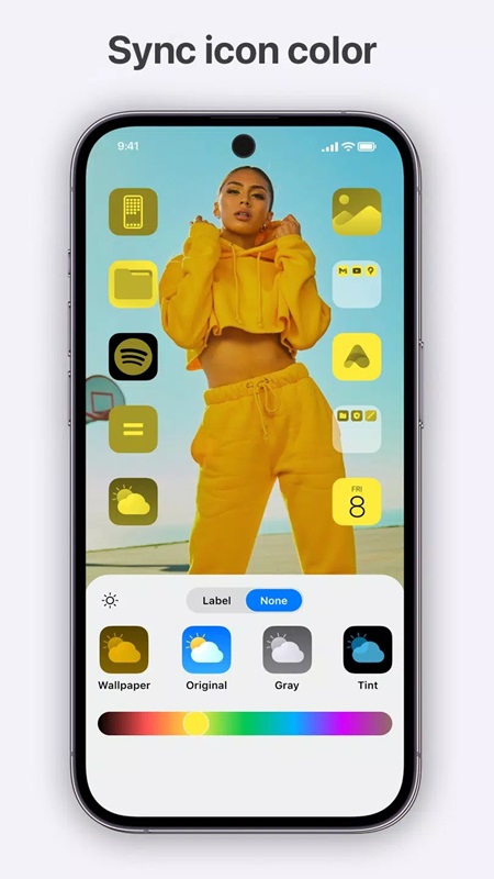 Change the display color of icons in Simple Launcher MOD APK