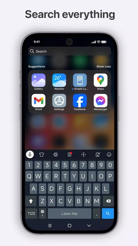 Use the search bar to find the desired app in Simple Launcher MOD APK