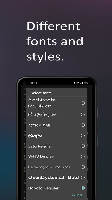 Customize the font and style for your notes in Voice Notepad MOD APK
