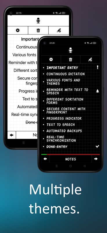 Change the display interface for notes in Voice Notepad MOD APK