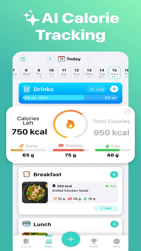 Get a handle on your daily calorie intake in Nutrilio MOD APK
