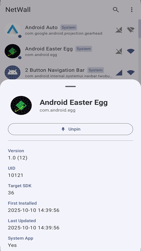 Monitor and manage information for each application in NetWall MOD APK