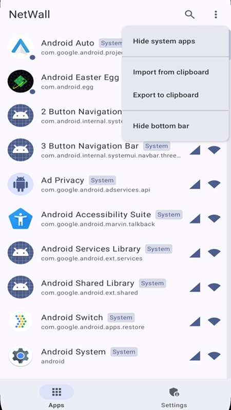 Sort the list of applications in NetWall MOD APK