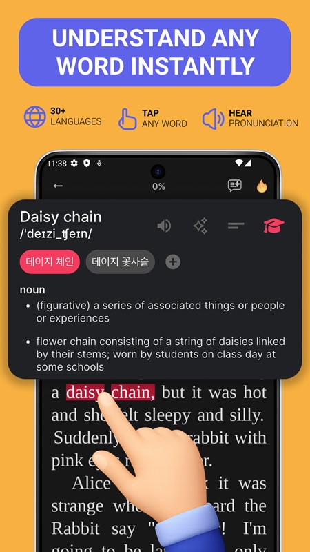 Learn about important vocabulary words, including their meanings and usage, in Bookvo MOD APK